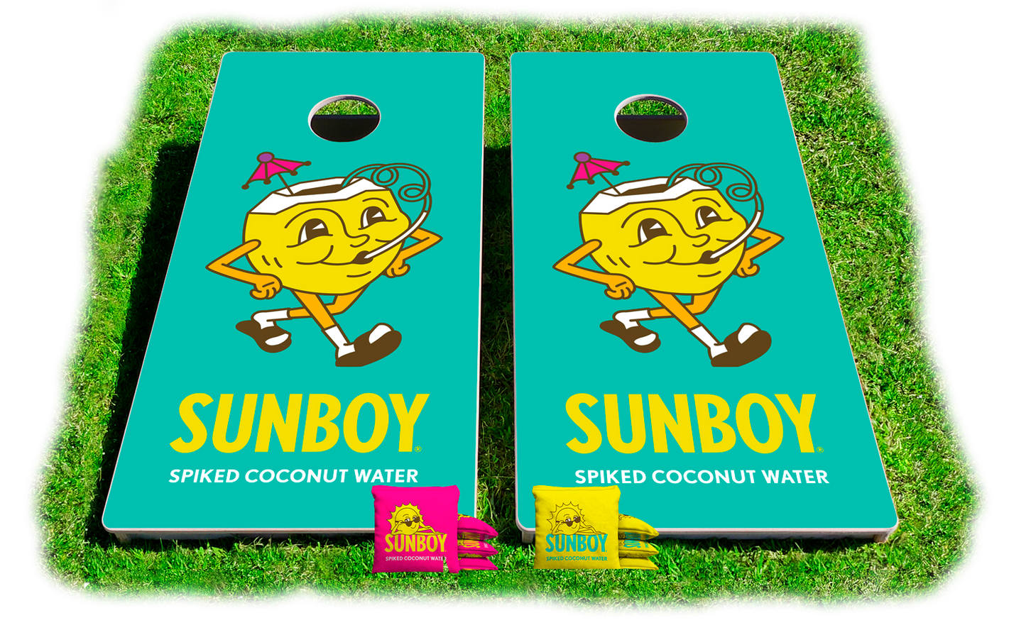 SUNBOY tournament-grade, solid-wood cornhole set