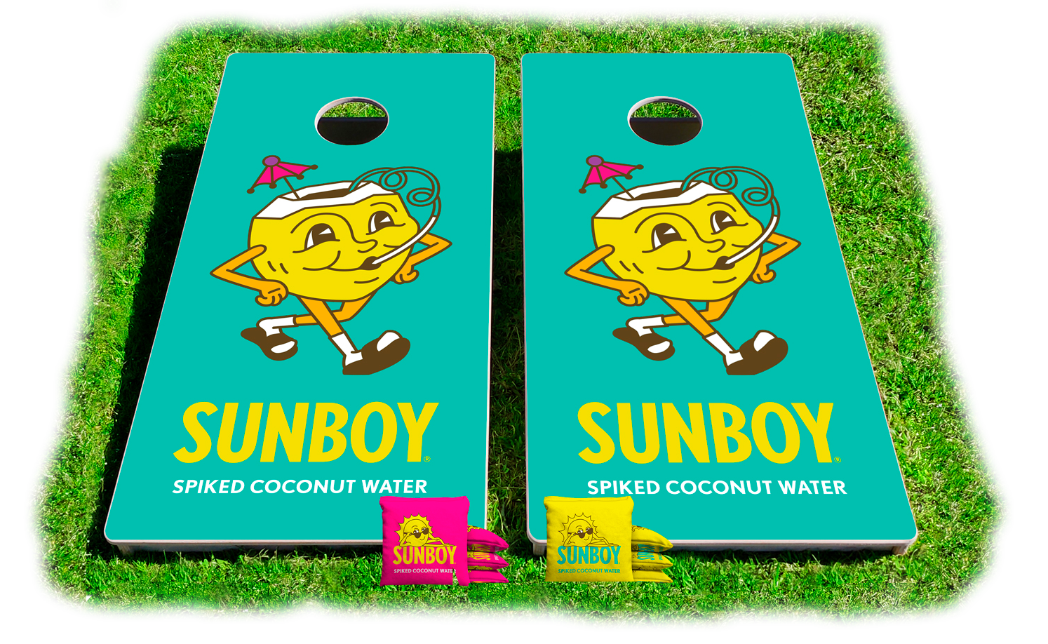 SUNBOY tournament-grade, solid-wood cornhole set