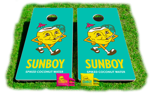 SUNBOY tournament-grade, solid-wood cornhole set